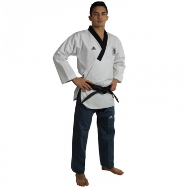 Adidas Poomsae taekwondopak heren wit/donkerblauw
