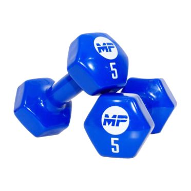 Muscle Power Vinyl Dumbbellset 2 x 5 kg blauw 