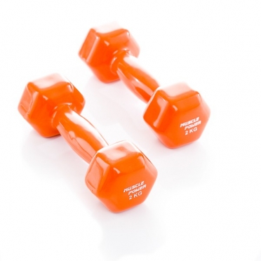 Muscle Power Vinyl Dumbbellset 2 x 2 KG Oranje MP920 