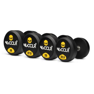 NUCCLR rubber dumbbell set 22.5-30 KG 