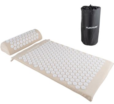 Tunturi Spijkermat - Acupressuur mat en kussen beige 