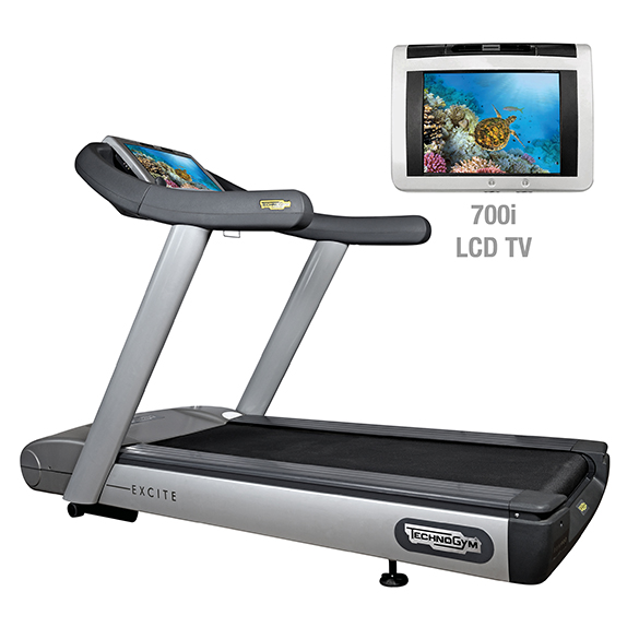 TechnoGym loopband Run Excite 700i.e classic zilver met LCD TV gebruikt BBTGRE700IeCLCDTV