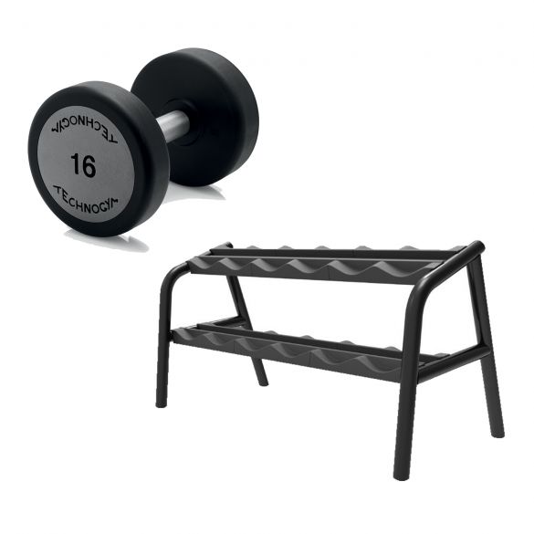 Technogym dummbbellset 8-18 kg inclusief opbergrek TECHNODUMBBELLSET-GEBR